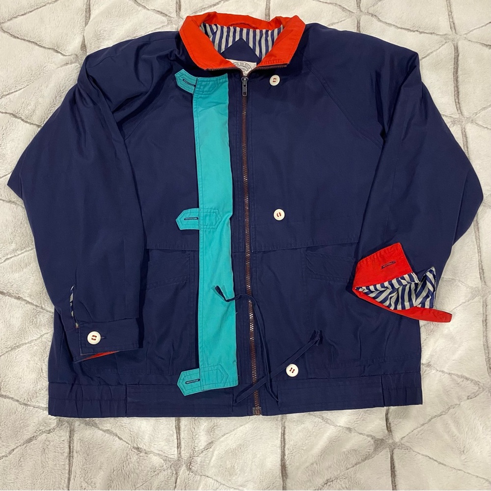 Be in the current seen Jacket Women's Size Medium Navy Blue Oversized Vintage